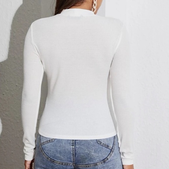 SHEIN Mock-neck Solid Fitted Tee #148 - Picture 7 of 7